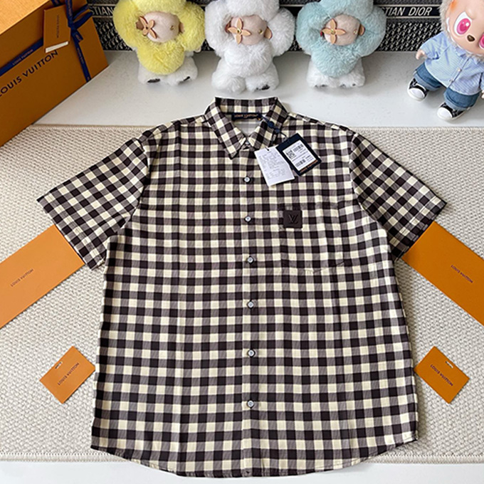lv louis vuitton checkered short sleeve shirt